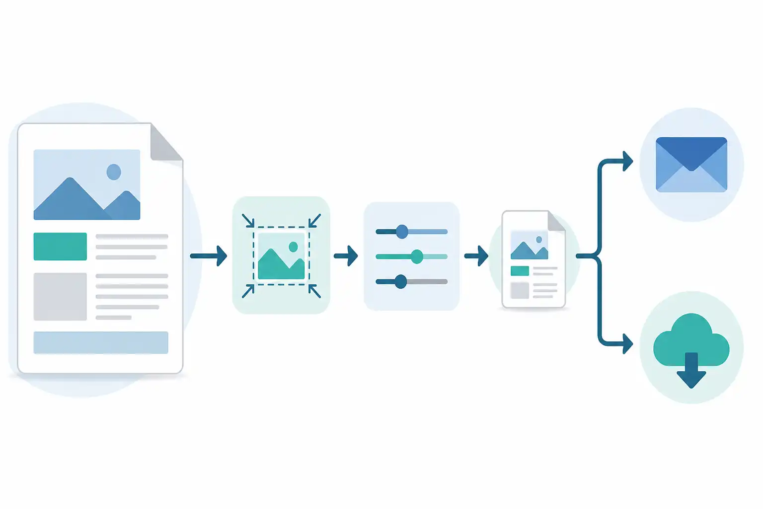 Infografik zu PDF für den E-Mail-Versand aus InDesign exportieren: Dateigröße reduzieren ohne Qualitätsverlust (KI-generiert)