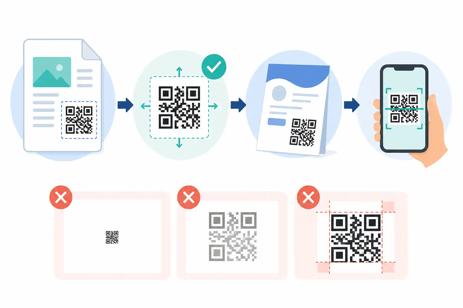 Infografik zu QR-Codes in InDesign erstellen und drucksicher platzieren (KI-generiert)